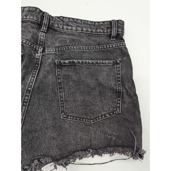 Zara Women’s SZ 10 Mid Rise Frayed Black Denim Shorts Boho Cotton Cut Off - Picture 7 of 8